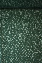Katoen groen met kleine gouden stipjes 1 meter - modestoffen voor naaien - stoffen