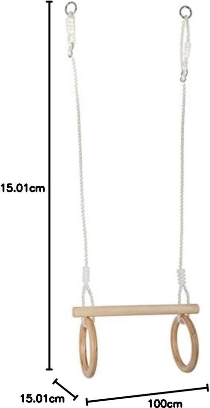Small Foot - Houten Trapeze met Gymnastiekringen, 100cm - small foot