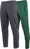 2- Pack Donnay Joggingbroek met rechte pijp - Sportbroek - Heren - Maat L - Forrest green/Navy (427)