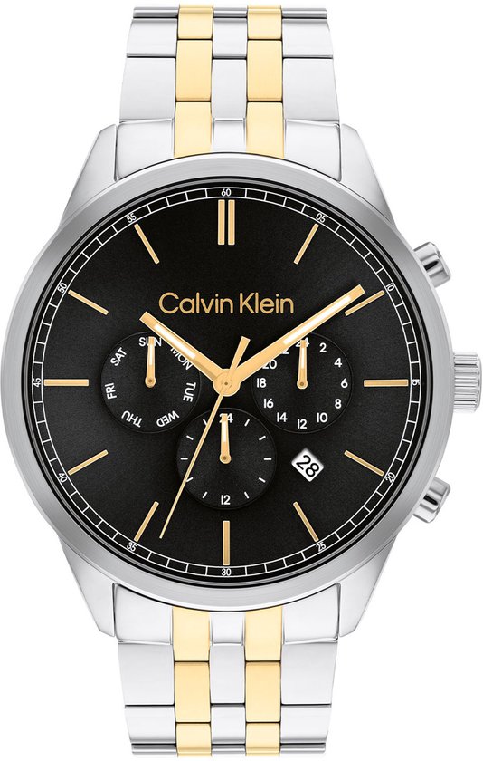Calvin Klein CK25200380 Infinite Heren Horloge - Mineraalglas - Staal - Rosé goudkleurig/Zilver - 44 mm breed - Quartz - Vouw/Vlindersluiting
