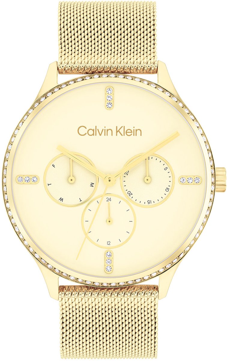 Calvin Klein CK25200372 Dress Dames Horloge - Mineraalglas - Staal - Goudkleurig - 38 mm breed - Quartz - Druksluiting - 3 ATM (spatwater)