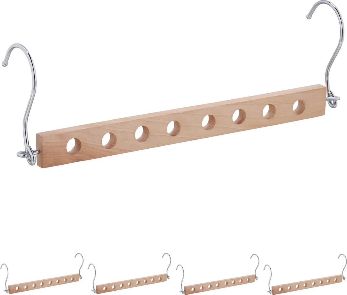 ruimtebesparende kledinghangers - set van 5 - 10x31x5 cm - voor kledingkast - natuur-zilver