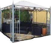 Bakvormig muggennet voor paviljoen, terras, lodge of balkon, in transporttas voor reizen (400 x 400, zwart)