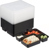 Relaxdays meal prep bakjes - set van 24 - 4 vakken - magnetron - vershoudbakjes - plastic