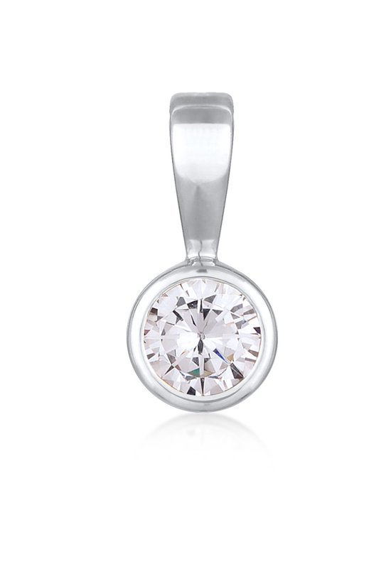 Nenalina Pendentif pour femme Pendentif solitaire pour femme rond scintillant avec zircone en argent sterling 925