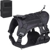 Set de harnais pour chien Pro K9 avec sac pour chien (L) - Anti-traction - Harnais tactique pour chien - Chien moyen et grand - Harnais de sécurité - Gilet tactique pour chien - Pour l'entraînement à la marche - Zwart