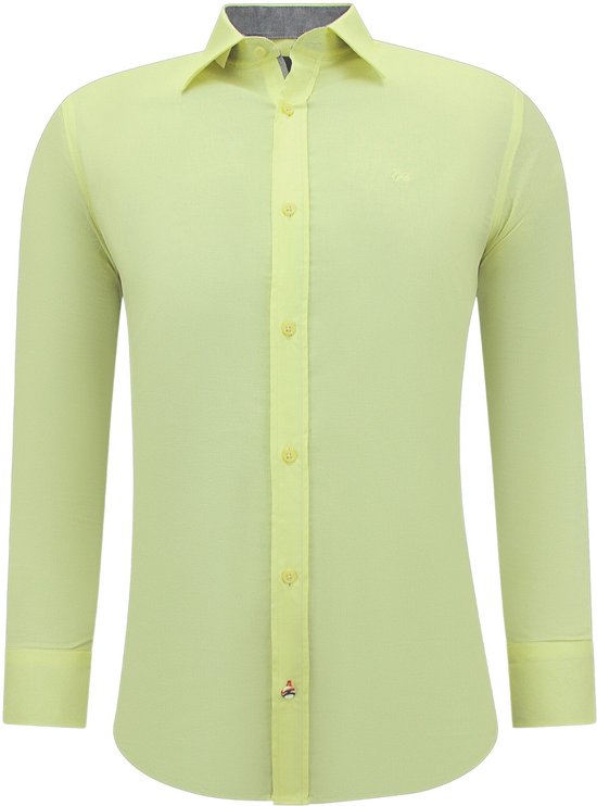 Nette Stijlvolle Overhemd Heren - Slim Fit Blouse Stretch - Geel