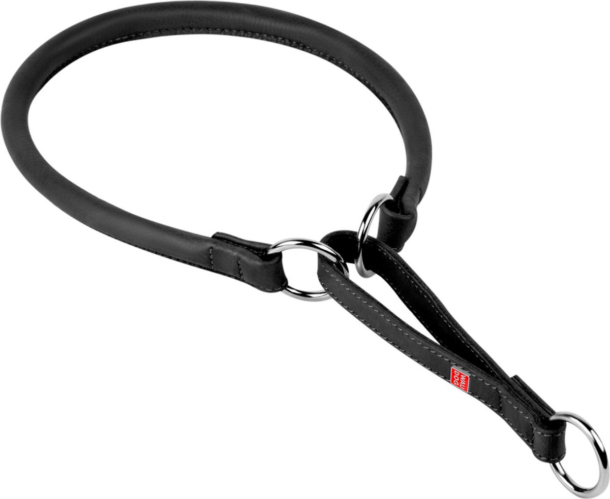 WAUDOG Soft Choke Halsband - Rond leder - Zwart - L - Diameter: 13 mm - Nekomtrek: 51 - 60 cm - Kopomtrek: Max. 60 cm (GELIEVE VOORAF BESTELLEN OPMETEN)
