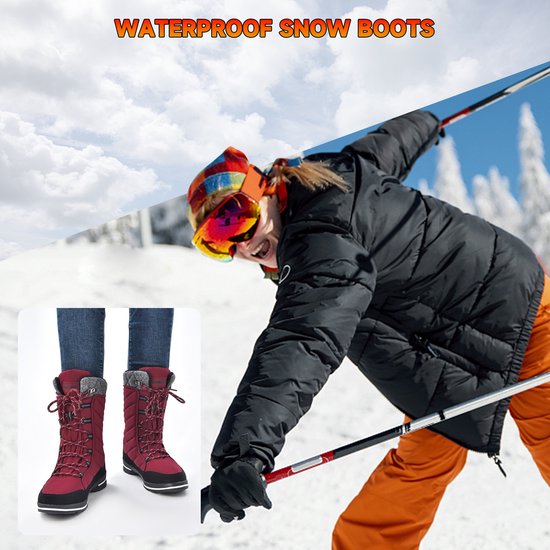 Bottes de Neige Femme Hiver Imperméables avec Doublure Chaude et Semelle en  Caoutchouc Antidérapante pour Marcher Faire de la Randonnée et du Ski