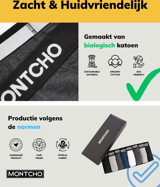 MONTCHO - Caleçon Bio Cotton - Sous-vêtements - Sous-vêtements homme - Pack de 5 - Anthracite - Homme - Taille L