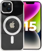 ShieldCase hoesje geschikt voor iPhone 15 hoesje zilver - Magneet compatible - Hoesje met camerabescherming - Zilveren hoesje geschikt voor iPhone 15 hoesje magneet zilver - Shockproof backcover hoesje