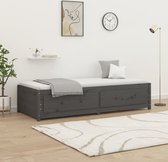 The Living Store Bed Grenenhout Massief - Slaapbank - 195.5 x 95.5 x 44 cm - Grijs