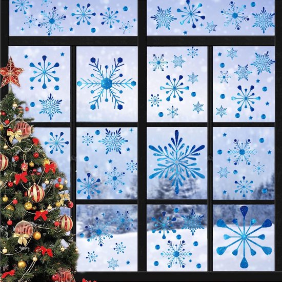 Vensterfolie, spiegelfolie, zelfklevend, 60 x 400 cm, uv-bescherming, zonwerende folie, raamdecoratie, kerstdecoratie, sneeuwvlokken, kerstdecoratie