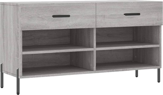 vidaXL - Schoenenbank - 102x35x55 - cm - bewerkt - hout - grijs - sonoma - eikenkleur