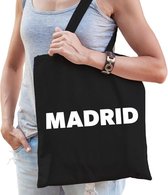 Katoenen Spanje/wereldstad tasje Madrid zwart - 10 liter - steden cadeautas