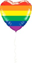 Hart folie ballon regenboog kleuren 45 cm - Feestartikelen versiering - Heliumballon