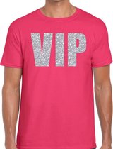 VIP zilver glitter tekst t-shirt roze heren M