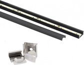 Zwart aluminium profiel voor 2m LED-lint - Zwart opaak deksel - Kunststof - Zilver - SILUMEN