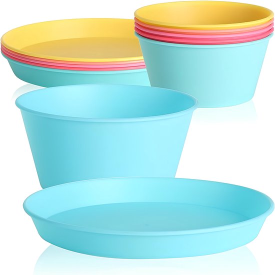 Vaisselle 12 pièces - vaisselle en plastique réutilisable - assiette et bol  aux