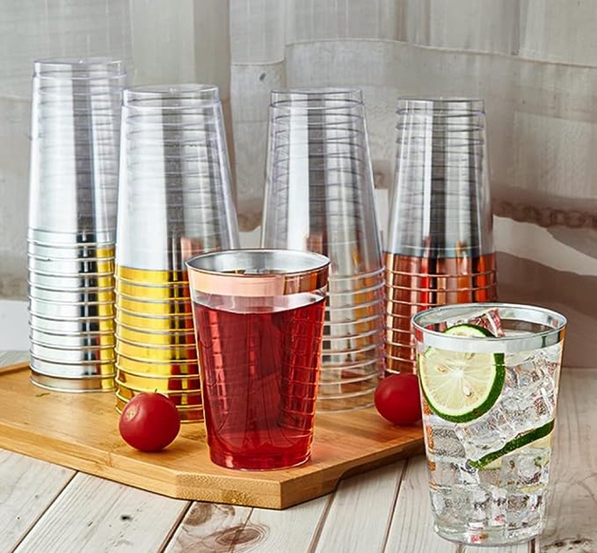 Verre Cocktail 50 Verres à Vin En Plastique Avec Bord Argenté - 170ml, Réutilisables, Pour Fêtes Gobelets Dégustation Réutilisables Verre Cocktail 50 Verres à Vin En Plastique Avec Bord Argenté - 170ml, Réutilisables, Pour Fêtes Gobelets Dégustation Réutilisables