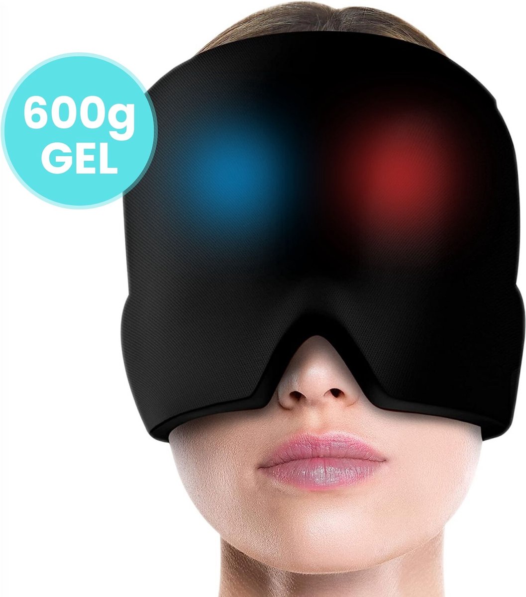 Goedkoopste Migraine Muts - Migraine Masker - Verlichting van hoofdpijn - Langere werking door extra gel laag (600 gram) - Verkoeld & Verwarmd - Zwart