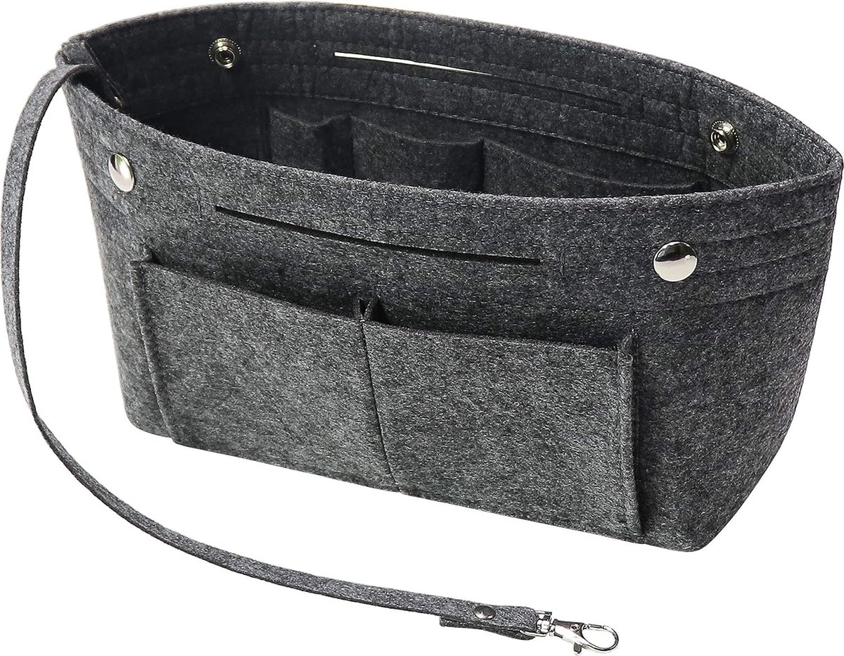 Soyizom Tas Insert Organizer Voor Handtassen - Portemonnee Organizer Met Rits En Sleutelhanger, Zwart S
