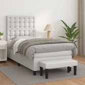 vidaXL - Boxspring - met - matras - kunstleer - wit - 90x190 - cm