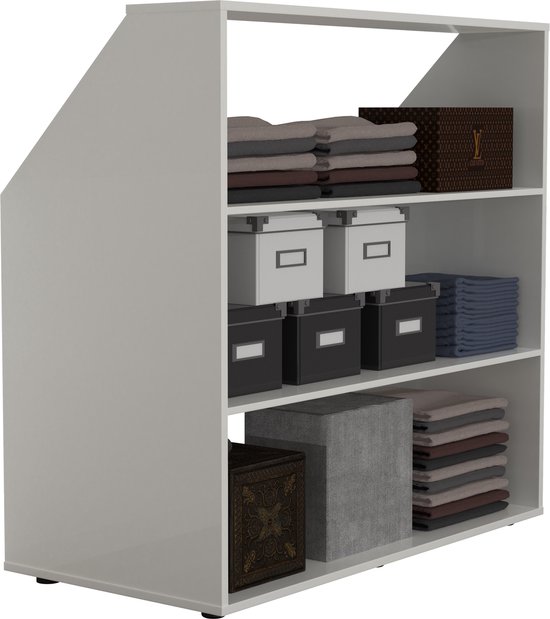 Armoire mansardée chambre mansardée ouverte - étagères - placard de rangement adapté aux murs inclinés