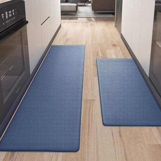 Ensemble de tapis de cuisine 2 pièces, tapis de sol anti-fatigue en PVC  imperméable