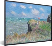 Fotolijst incl. Poster - Wandeling op de klif in Pourville - Schilderij van Claude Monet - 80x60 cm - Posterlijst