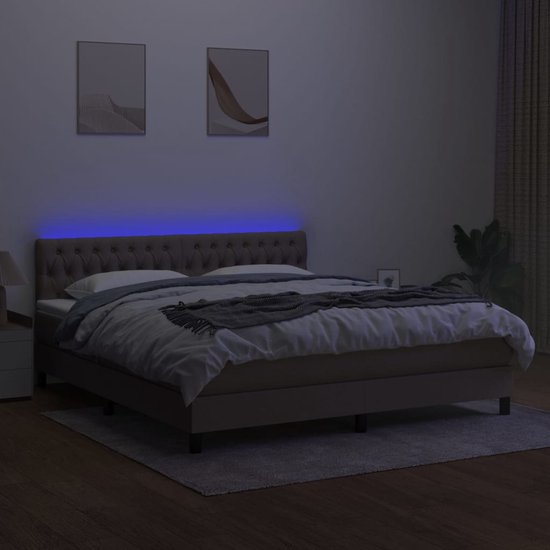 vidaXL-Boxspring-met-matras-en-LED-stof-taupe-180x200-cm
