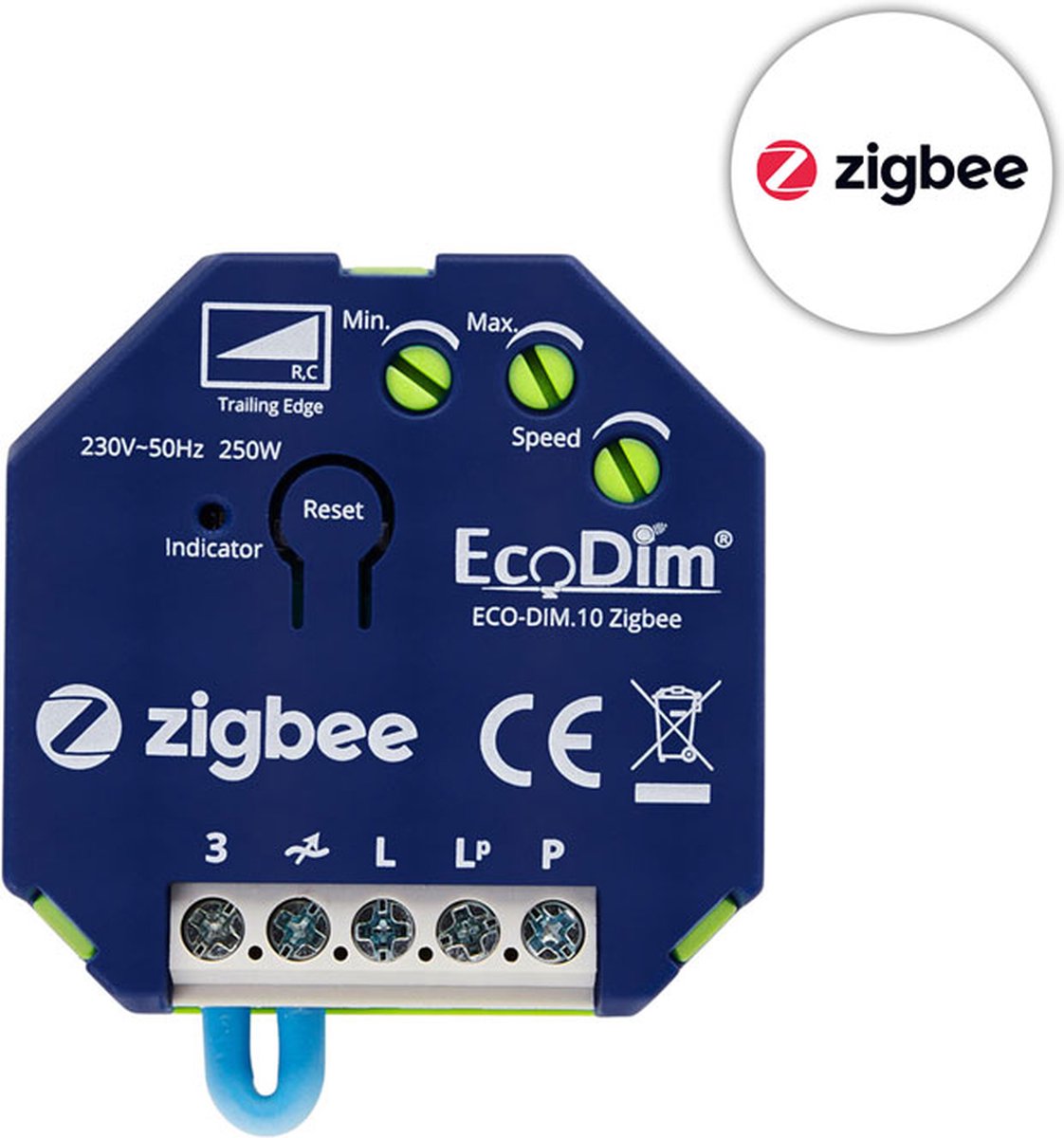 EcoDim Zigbee led dimmer module, ECO-DIM.10 Zigbee, Geschikt voor pulsdrukker, inbouw, Touchlink, 250W LED