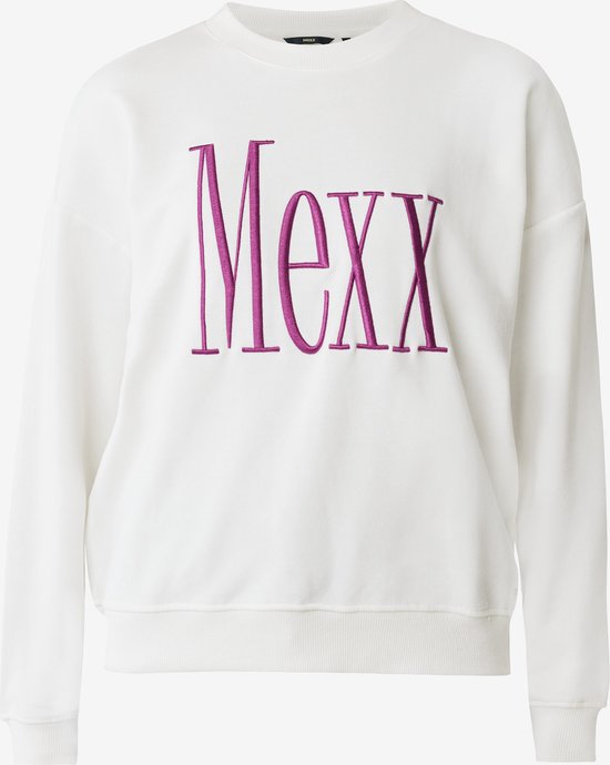 Crew Neck Sweater With Thick Embroidery Dames - Off White - Maat XS