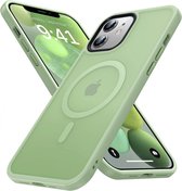 Hoesje Geschikt voor Apple iPhone 12 / 12 Pro - Compatibel met MagSafe - Matte Beschermhoes - Back Cover met Magneet - Geschikt voor Draadloos Opladen met Magnetische Ring - Groen