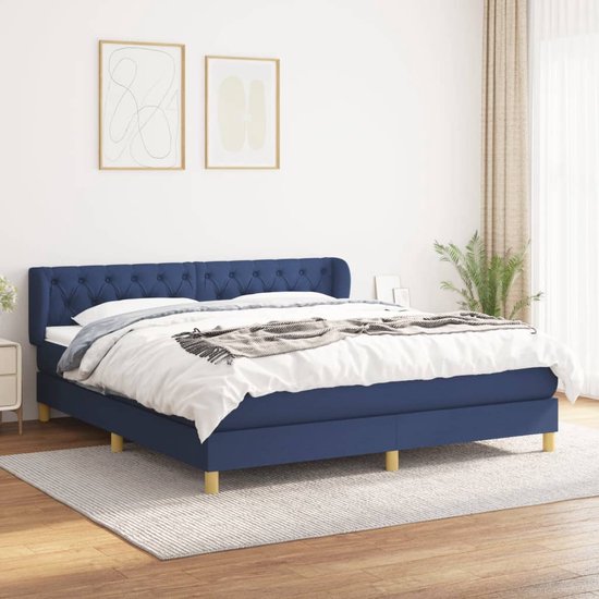 vidaXL-Boxspring-avec-matelas-tissu-bleu-160x200-cm