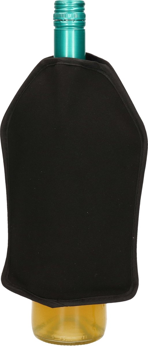 Set van 4x stuks wijnfles koeler/koelelement hoes zwart 22 cm - Flessenkoeler - Wijnkoeler van Improva — afbeelding 4