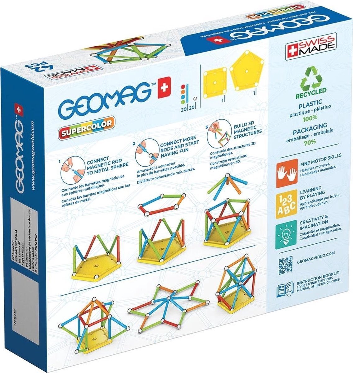 Geomag MagiCube Super Color Recycled - Magnetische Bouwblokken met Kleuraccenten - 42-delig - Vanaf 5 jaar — afbeelding 7