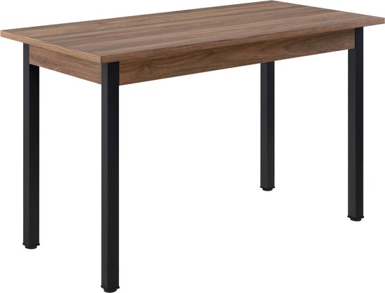 Elegante Eettafel Mateus - 120x60x75 cm - Walnootkleurig en Zwart - Modern Design