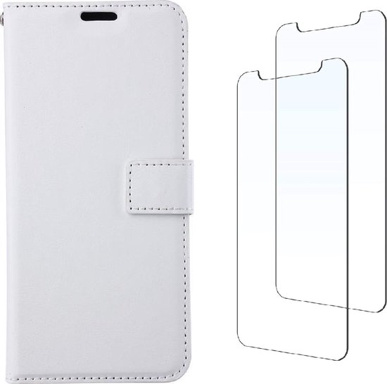 LuxeBass Bibliothèque et 2x Protecteurs d'écran adaptés pour iPhone 13 Pro Max - Wit - bibliothèque - couverture de livre - étui de livre - couverture de livre