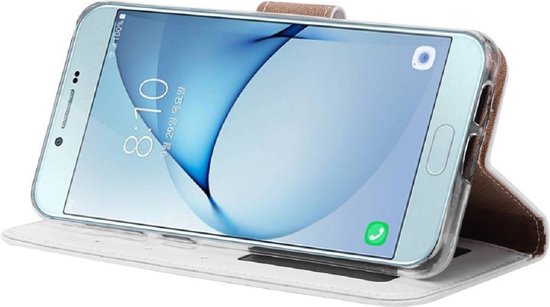 Étui portefeuille pour téléphone Bookcase pour Samsung Galaxy A5 2016 - Étui portefeuille pour cartes bancaires - Simili cuir - Support en Siliconen - Fermeture magnétique - Wit - Bibliothèque - Couverture de livre - Étui de livre - Étui de livre