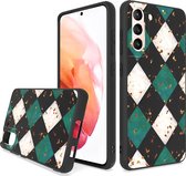 Siliconen Back Cover Hoesje met print geschikt voor Samsung Galaxy A54 | Groene Ruiten | Backcover Beschermhoes Achterkant | Marmer Green