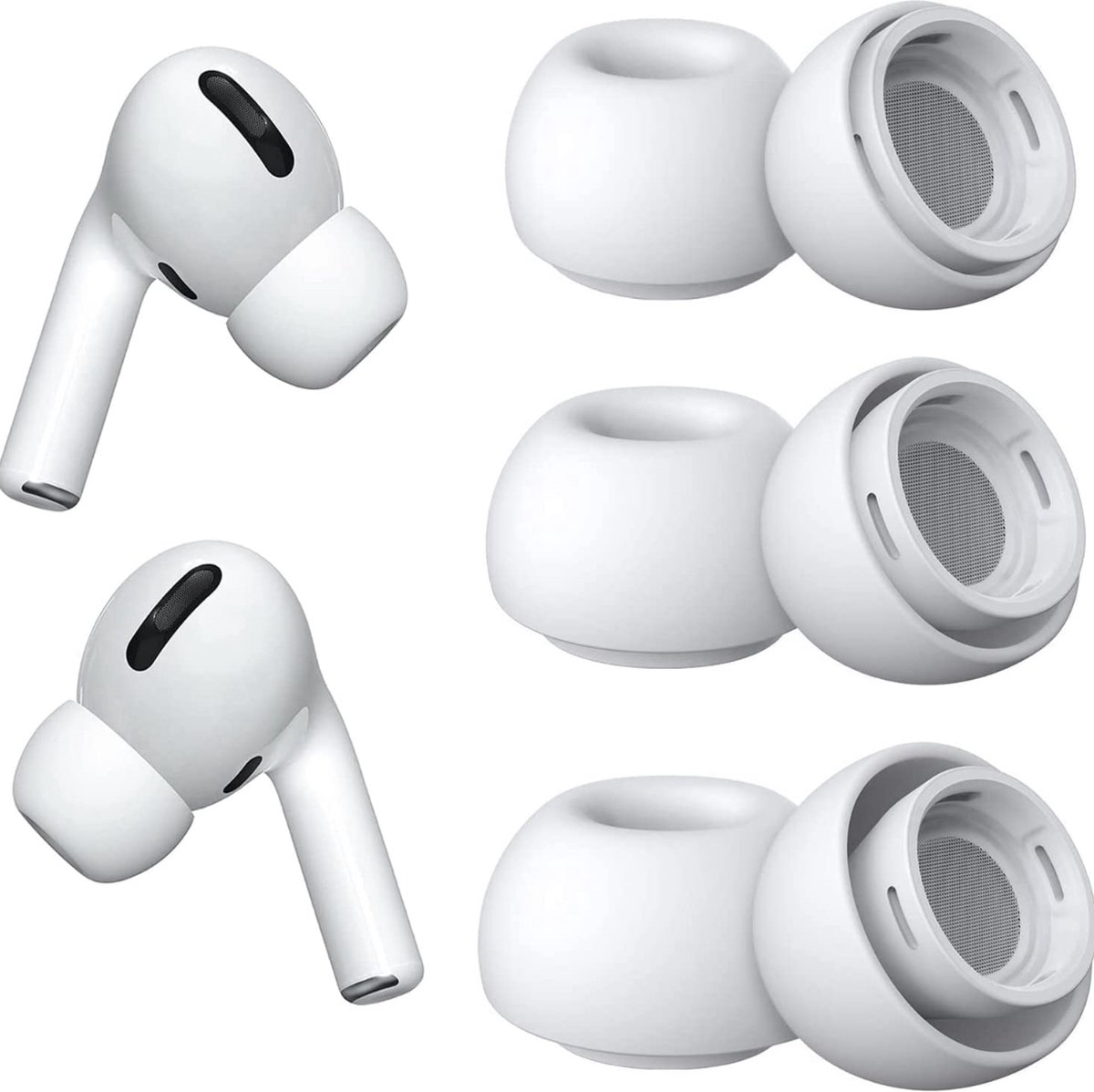 3x Medium Oordopjes geschikt voor Apple Airpods Pro - Airpods Pro tips - Airpods Pro vervanging tips - 3 paar oordopjes voor Airpods Pro - Medium/wit