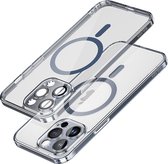 Sulada Electroplated Backcover voor iPhone 14 Pro Max met stootvaste bescherming, lensbeschermer en magnetische ring blauw