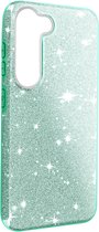 Geschikt voor Samsung Galaxy S23 Plus hoes Glitter Leaf Verwisselbaar Semi-rigide Groen