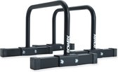 PowrX© Dip Bar (paire) avec entraînement - Barre de support pour appareil d'entraînement Push Up - Dip Station - Fitness Rack - Dip Stations (Zwart mat, 53 x 38,5 x 35,5 cm)