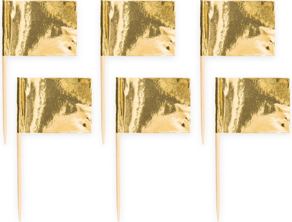 50x Cocktailprikkers Metallic Goud- Hapjes Cocktail Tapas Zomer Terras Prikkers