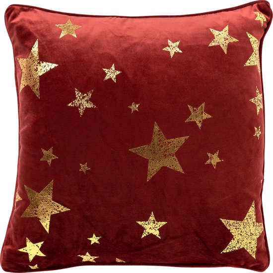 STARS - Housse de coussin 45x45 Rouge - Décoration de Noël - velours