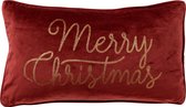 MERRY CHRISTMAS - Housse de coussin 30x50 cm - Rouge - Décoration de Noël - Velours