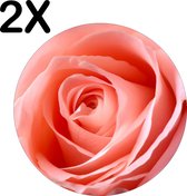 BWK Luxe Ronde Placemat - Roze Roos van Dichtbij - Set van 2 Placemats - 40x40 cm - 2 mm dik Vinyl - Anti Slip - Afneembaar