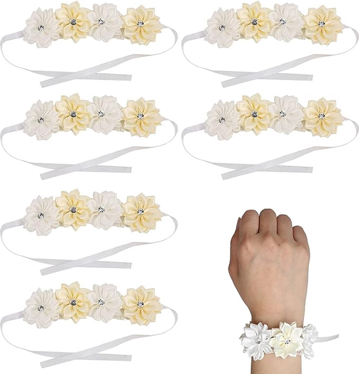 Bracelet de mariage demoiselle d'honneur avec fleurs et ruban